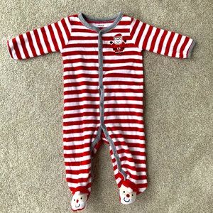 Carter’s Christmas Footie Outfit Pajamas Red and White Stripes